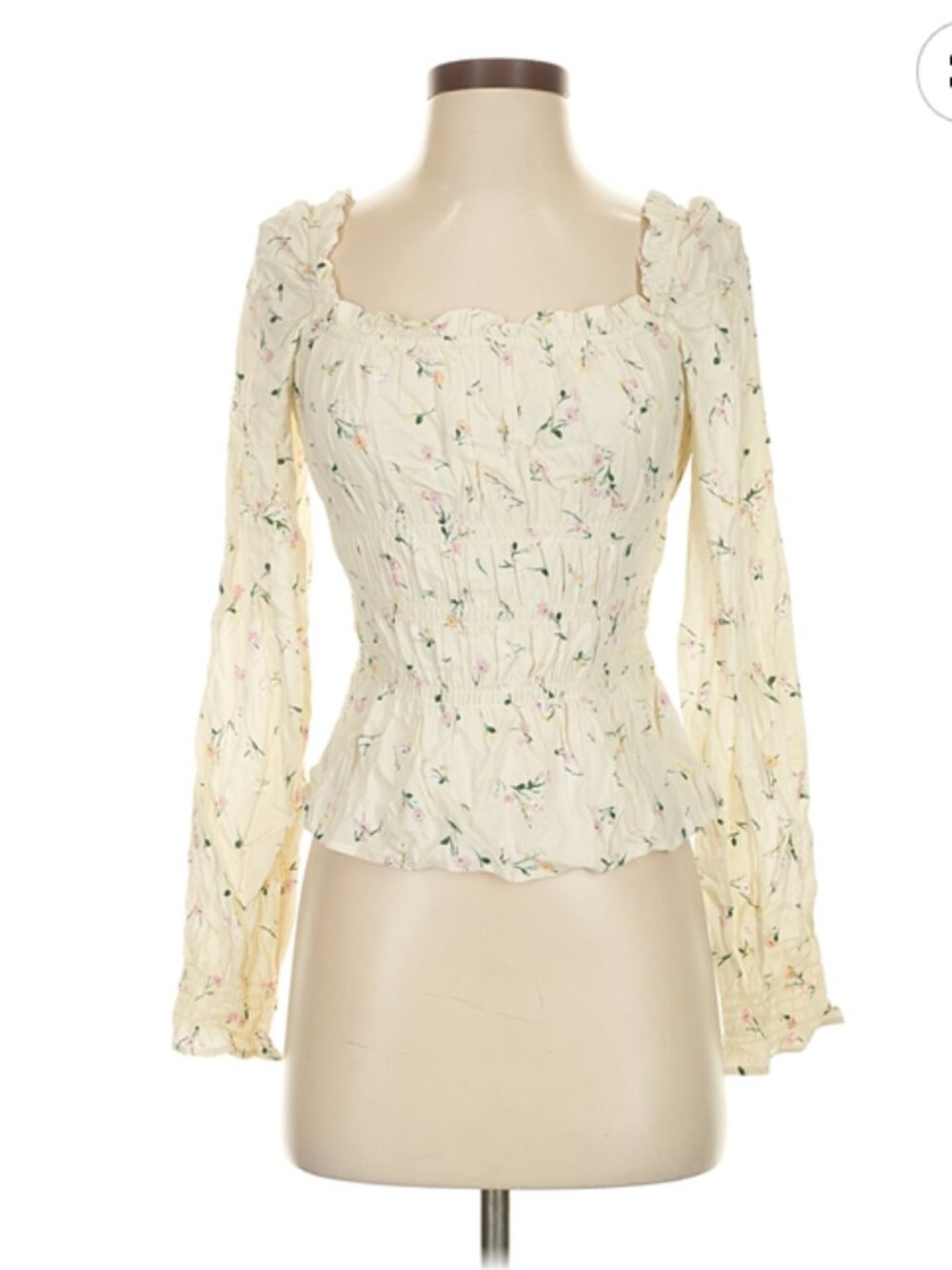 Divided by H&M Yellow Floral Squareneck Cottagecore Top